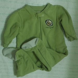 Life is Good Football Onesie Full Zip with feet
